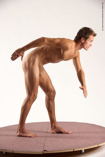 Nude Man White Standing poses - ALL Athletic Short Brown Standing poses - bend over Multi angles poses Realistic