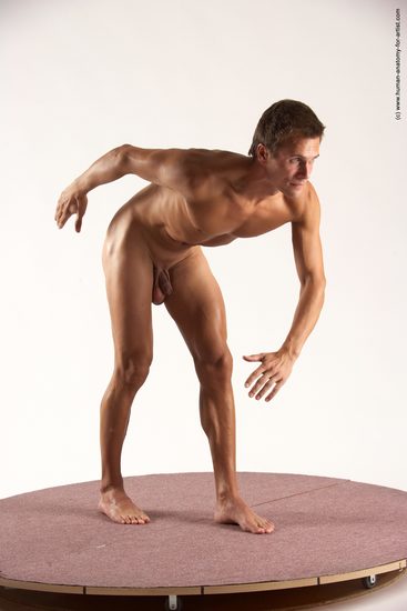 Nude Man White Standing poses - ALL Athletic Short Brown Standing poses - bend over Multi angles poses Realistic