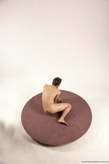 Nude Man White Kneeling poses - ALL Slim Short Brown Kneeling poses - on both knees Multi angles poses Realistic