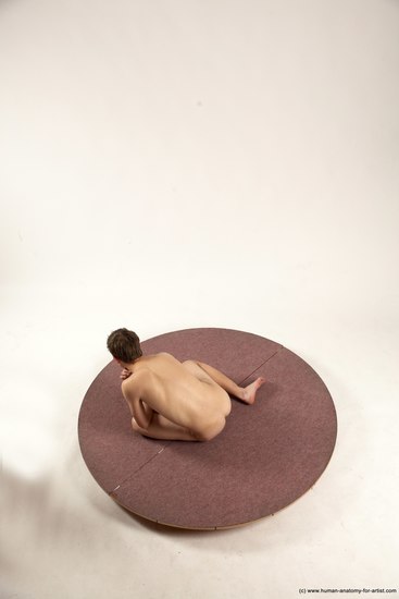 Nude Man White Kneeling poses - ALL Slim Short Brown Kneeling poses - on both knees Multi angles poses Realistic