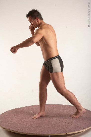 Underwear Martial art Man White Standing poses - ALL Average Short Brown Standing poses - simple Academic