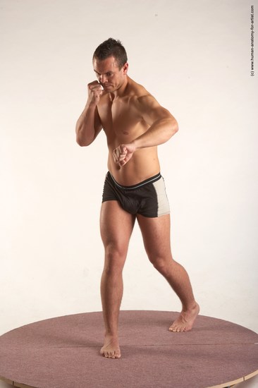 Underwear Martial art Man White Standing poses - ALL Average Short Brown Standing poses - simple Academic