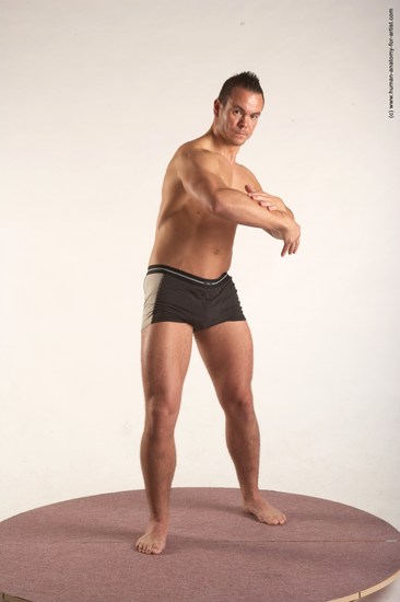 Underwear Martial art Man White Standing poses - ALL Average Short Brown Standing poses - simple Academic