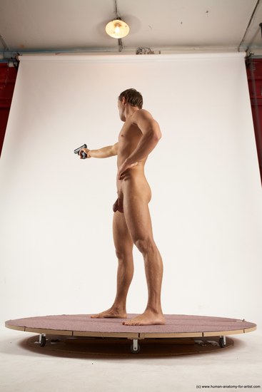 Nude Fighting with gun Man White Standing poses - ALL Athletic Short Brown Standing poses - simple Multi angles poses Realistic