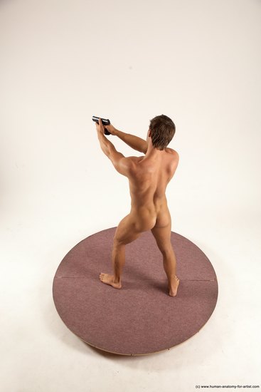 Nude Fighting with gun Man White Standing poses - ALL Athletic Short Brown Standing poses - simple Multi angles poses Realistic