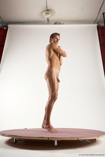 Nude Man White Standing poses - ALL Athletic Short Brown Standing poses - simple Multi angles poses Realistic