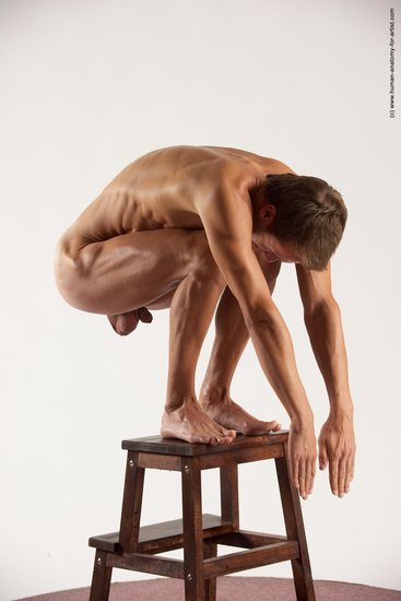 Nude Man White Standing poses - ALL Athletic Short Brown Standing poses - bend over Multi angles poses Realistic