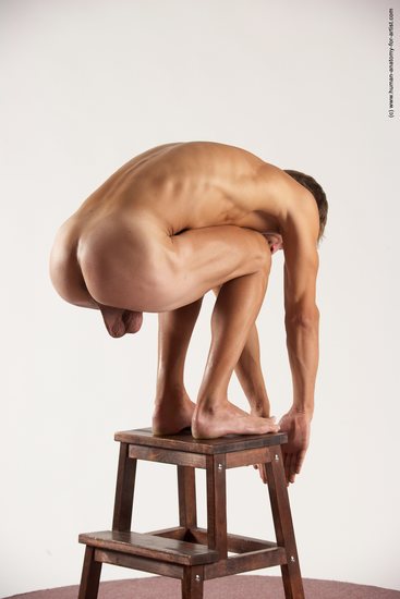 Nude Man White Standing poses - ALL Athletic Short Brown Standing poses - bend over Multi angles poses Realistic