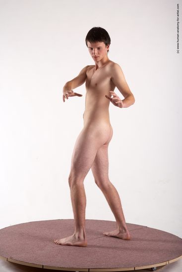 Nude Man White Standing poses - ALL Slim Short Brown Standing poses - simple Realistic