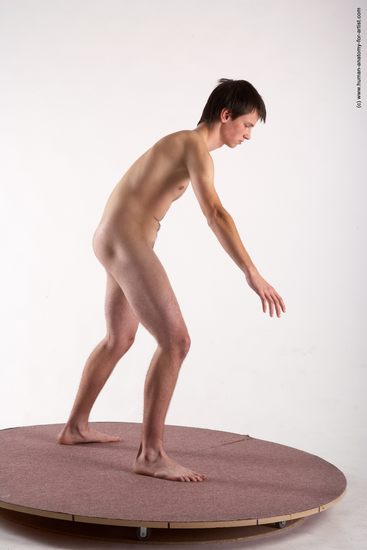 Nude Man White Standing poses - ALL Slim Short Brown Standing poses - simple Realistic