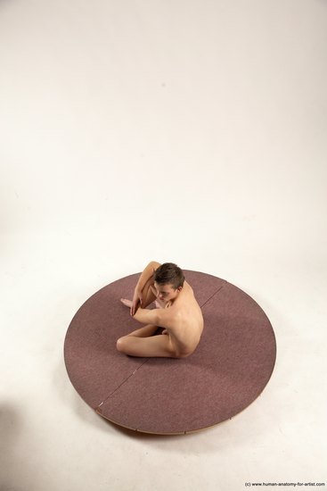 Nude Man White Sitting poses - simple Slim Short Brown Sitting poses - ALL Multi angles poses Realistic