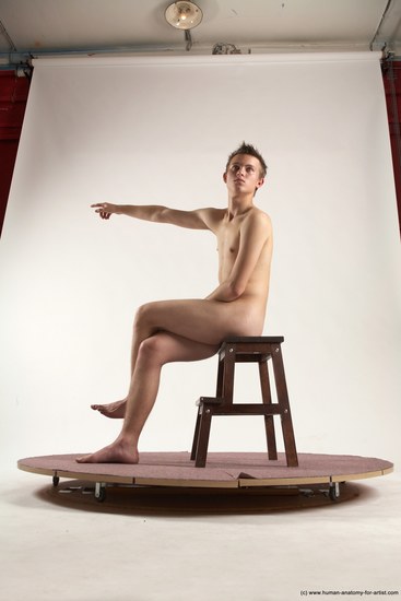 Nude Man White Sitting poses - simple Slim Short Brown Sitting poses - ALL Multi angles poses Realistic