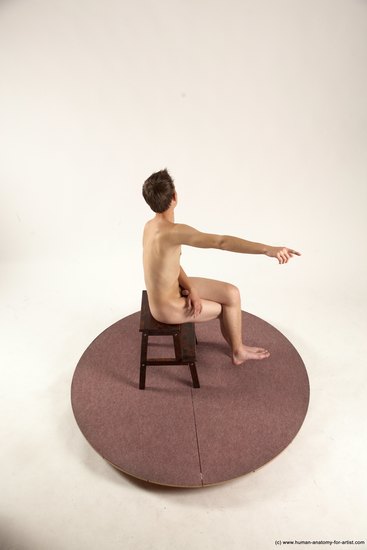 Nude Man White Sitting poses - simple Slim Short Brown Sitting poses - ALL Multi angles poses Realistic