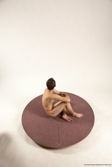 Nude Man White Sitting poses - simple Slim Short Brown Sitting poses - ALL Multi angles poses Realistic