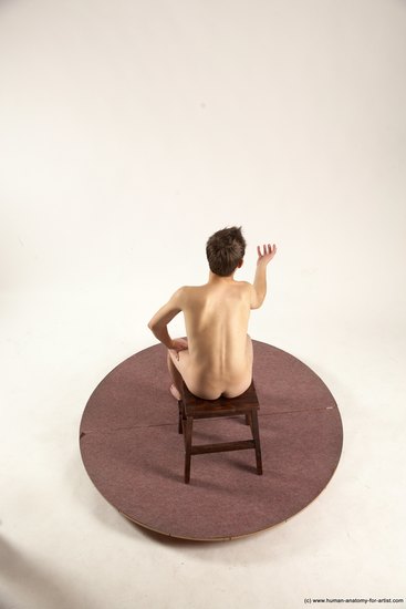 Nude Man White Sitting poses - simple Slim Short Brown Sitting poses - ALL Multi angles poses Realistic