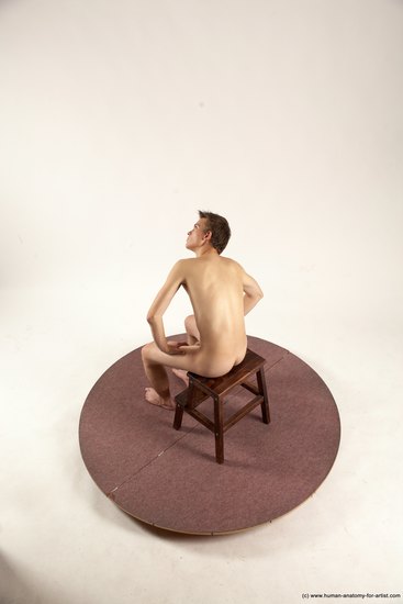 Nude Man White Sitting poses - simple Slim Short Brown Sitting poses - ALL Multi angles poses Realistic