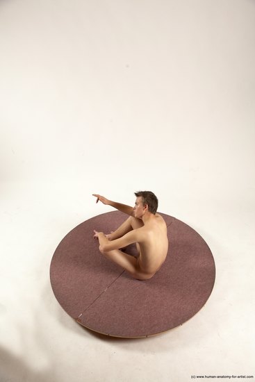 Nude Man White Sitting poses - simple Slim Short Brown Sitting poses - ALL Multi angles poses Realistic