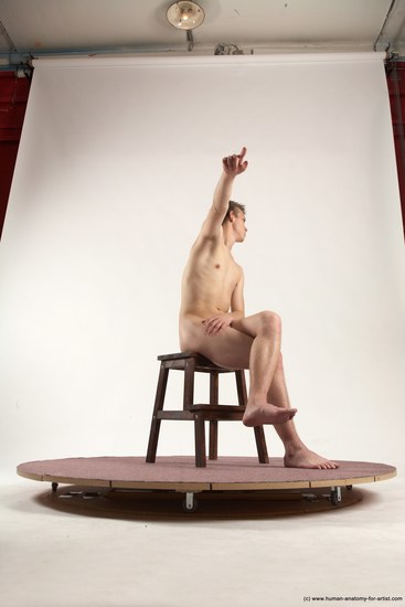 Nude Man White Sitting poses - simple Slim Short Brown Sitting poses - ALL Multi angles poses Realistic