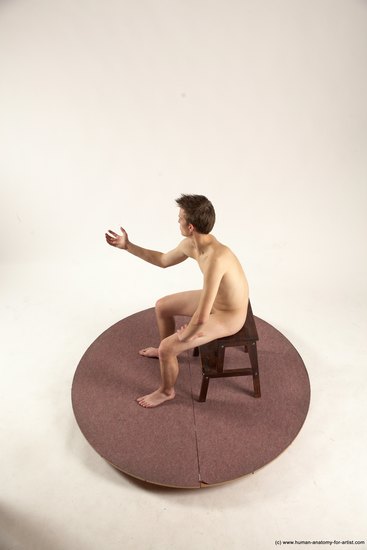 Nude Man White Sitting poses - simple Slim Short Brown Sitting poses - ALL Multi angles poses Realistic