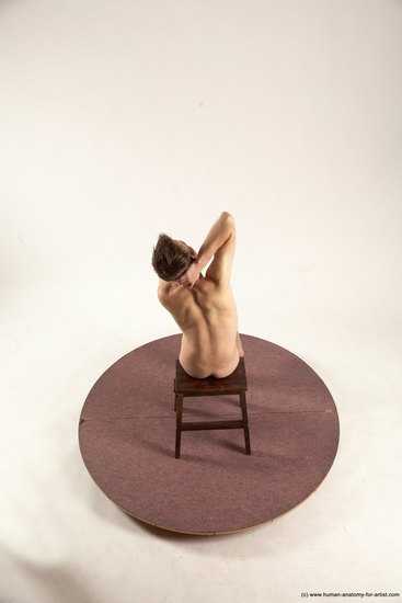 Nude Man White Sitting poses - simple Slim Short Brown Sitting poses - ALL Multi angles poses Realistic