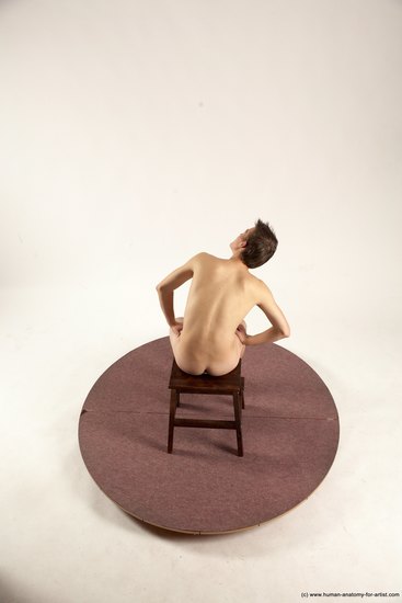 Nude Man White Sitting poses - simple Slim Short Brown Sitting poses - ALL Multi angles poses Realistic