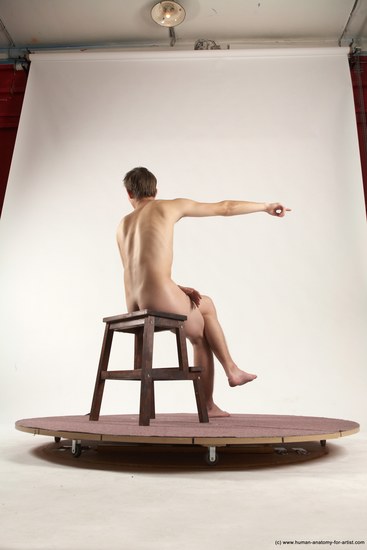 Nude Man White Sitting poses - simple Slim Short Brown Sitting poses - ALL Multi angles poses Realistic