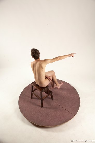 Nude Man White Sitting poses - simple Slim Short Brown Sitting poses - ALL Multi angles poses Realistic