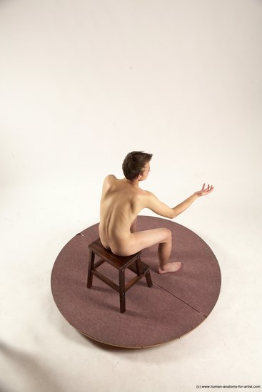 Nude Man White Sitting poses - simple Slim Short Brown Sitting poses - ALL Multi angles poses Realistic