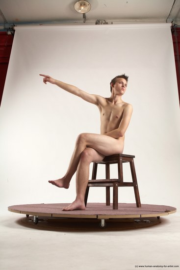 Nude Man White Sitting poses - simple Slim Short Brown Sitting poses - ALL Multi angles poses Realistic