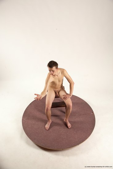 Nude Man White Sitting poses - simple Slim Short Brown Sitting poses - ALL Multi angles poses Realistic