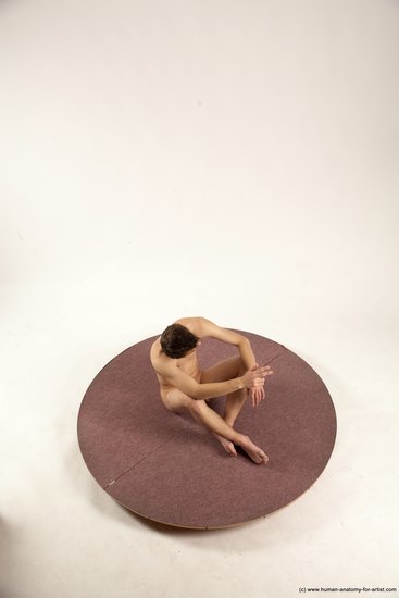 Nude Man White Sitting poses - simple Slim Short Brown Sitting poses - ALL Multi angles poses Realistic