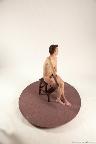 Nude Man White Sitting poses - simple Slim Short Brown Sitting poses - ALL Multi angles poses Realistic