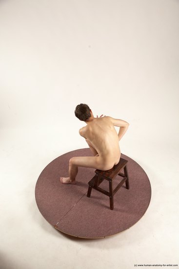 Nude Man White Sitting poses - simple Slim Short Brown Sitting poses - ALL Multi angles poses Realistic