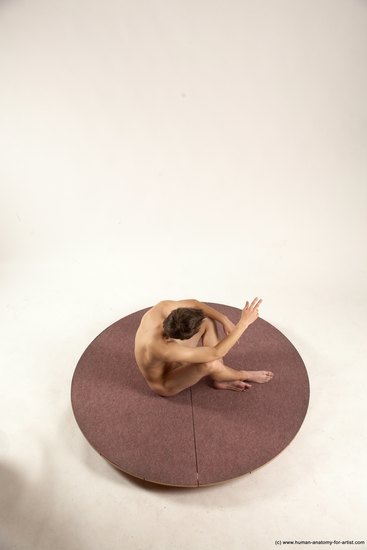 Nude Man White Sitting poses - simple Slim Short Brown Sitting poses - ALL Multi angles poses Realistic