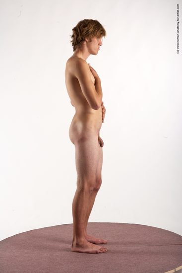 Nude Man White Standing poses - ALL Slim Short Brown Standing poses - simple Realistic