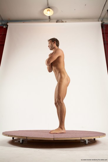 Nude Man White Standing poses - ALL Athletic Short Brown Standing poses - simple Multi angles poses Realistic