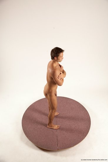 Nude Man White Standing poses - ALL Athletic Short Brown Standing poses - simple Multi angles poses Realistic