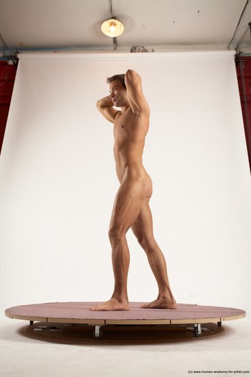 Nude Man White Standing poses - ALL Athletic Short Brown Standing poses - simple Multi angles poses Realistic