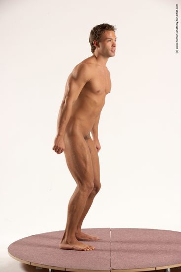 Nude Man White Standing poses - ALL Athletic Short Brown Standing poses - simple Multi angles poses Realistic