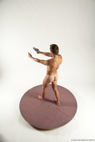 Nude Fighting with gun Man White Standing poses - ALL Athletic Short Brown Standing poses - simple Multi angles poses Realistic