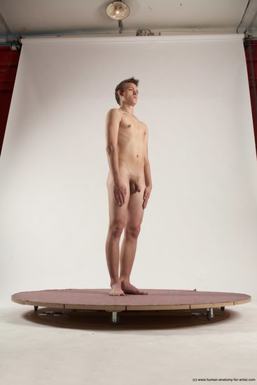 Nude Man White Standing poses - ALL Slim Short Brown Standing poses - simple Multi angles poses Realistic