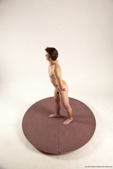 Nude Man White Standing poses - ALL Slim Short Brown Standing poses - simple Multi angles poses Realistic