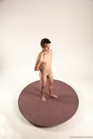 Nude Man White Standing poses - ALL Slim Short Brown Standing poses - simple Multi angles poses Realistic