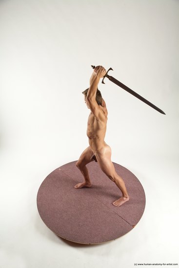 Nude Fighting with sword Man White Standing poses - ALL Athletic Short Brown Standing poses - simple Multi angles poses Realistic