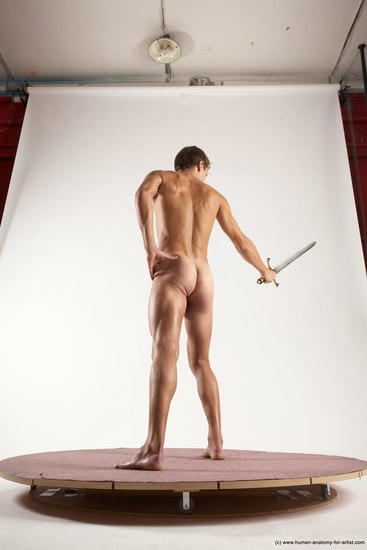 Nude Fighting with sword Man White Standing poses - ALL Athletic Short Brown Standing poses - simple Multi angles poses Realistic