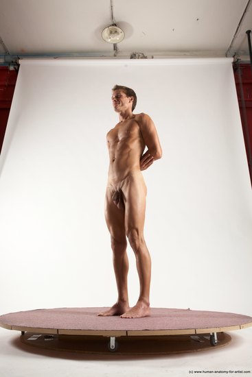 Nude Man White Standing poses - ALL Athletic Short Brown Standing poses - simple Multi angles poses Realistic