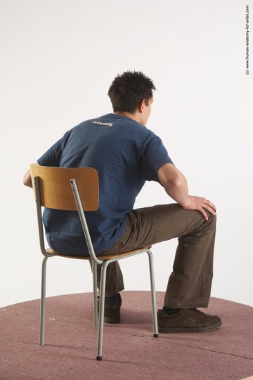 Casual Man White Sitting poses - simple Slim Short Brown Sitting poses - ALL Academic