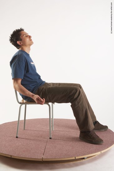 Casual Man White Sitting poses - simple Slim Short Brown Sitting poses - ALL Academic