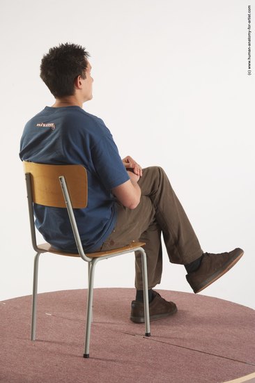 Casual Man White Sitting poses - simple Slim Short Brown Sitting poses - ALL Academic