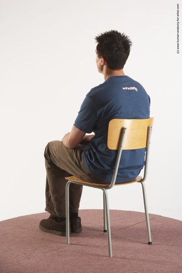 Casual Man White Sitting poses - simple Slim Short Brown Sitting poses - ALL Academic